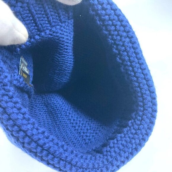FENDI Logo FF beanie hat knit hat knit cap Knit hat wool blue - Picture 8 of 11